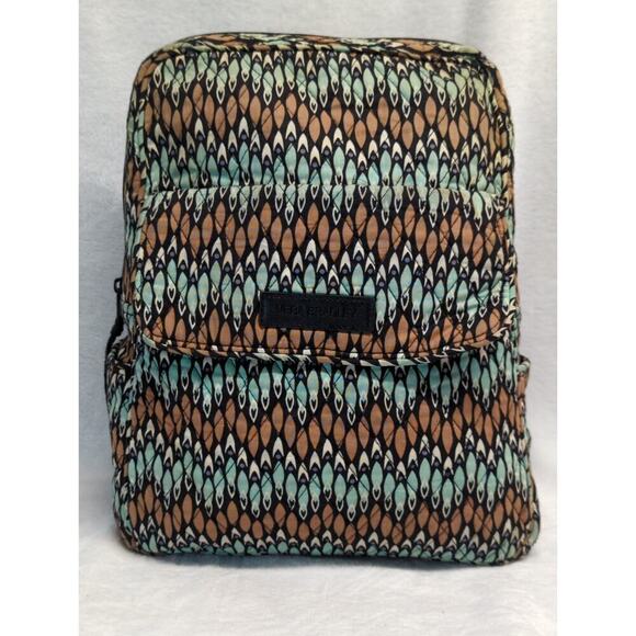 Vera Bradley Sierra Stream‎ Print Backpack Brown Green Quilted Neutral Colorful - Picture 1 of 12